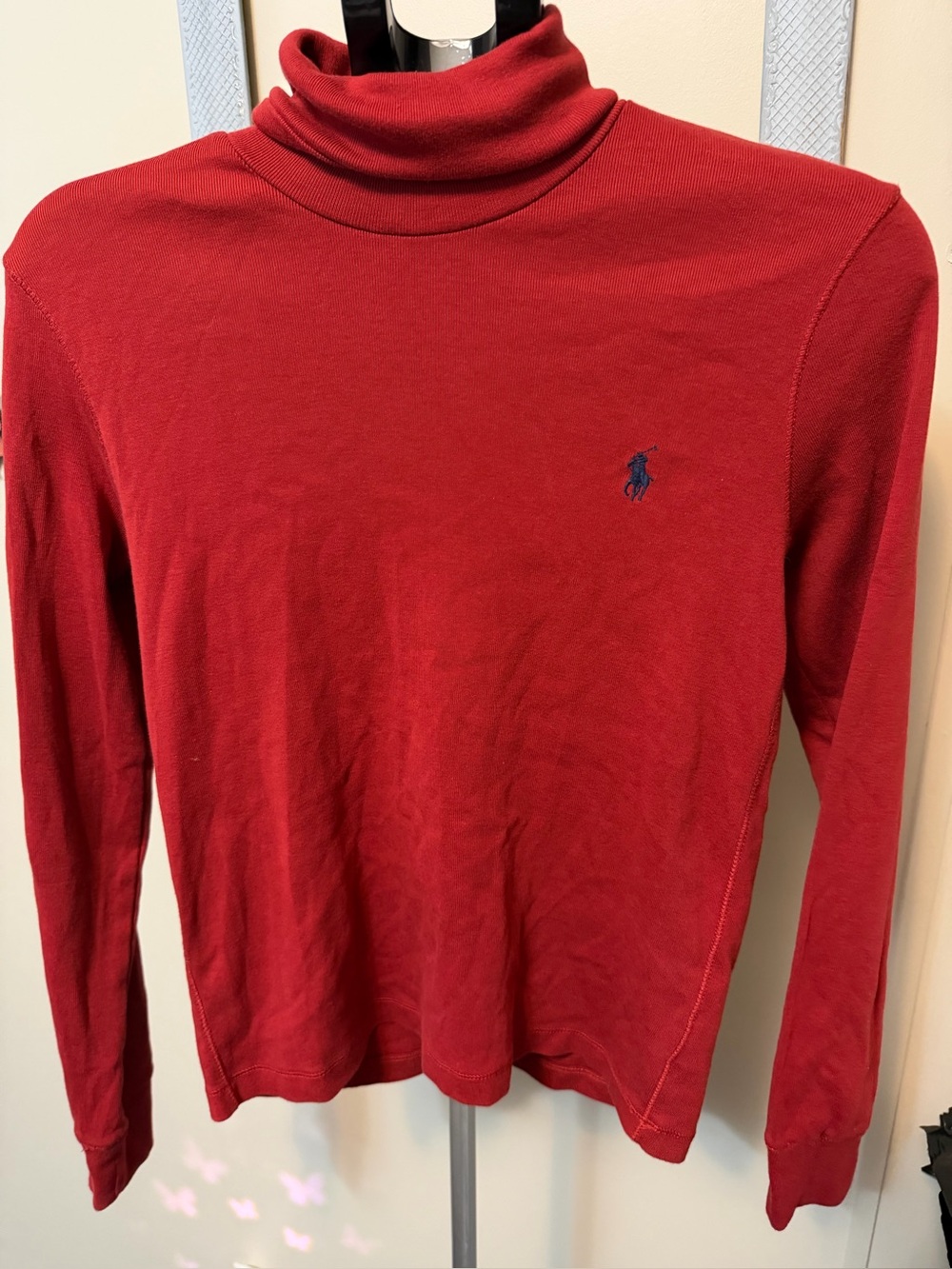Vintage Ralph Lauren Sport Red Cotton Turtleneck Sweater Size Large